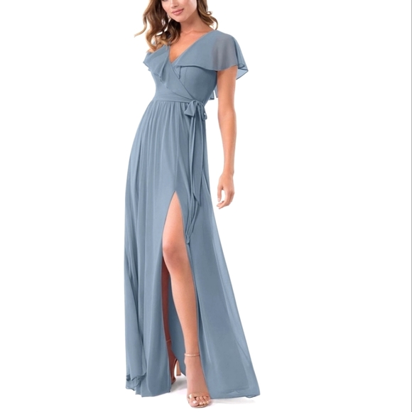 Azazie Dresses & Skirts - NWT Azazie Jael Bridesmaids Dress in Dusty Blue